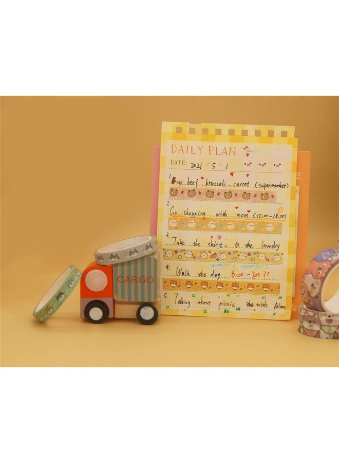 HASTHIP مجموعة شريط لاصق زينة حيوانات أليفة لطيفة HASTHIP® 18 لفة مع تزيين ذهبي للأعمال الفنية، الحرف اليدوية، دفاتر الملاحظات، المخططات، ألبومات الصور، التغليف، السفر | 9 x 8 x 4 سم - Image 5