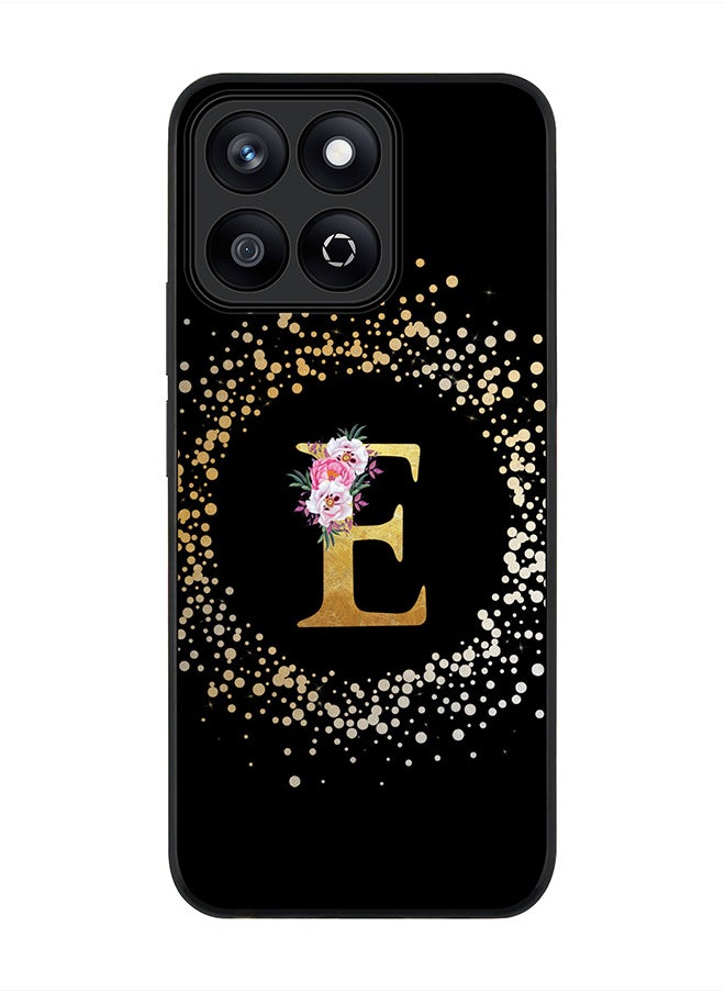 Stylizedd For Honor X7c 4G Case,Slim fit Camera Protection, Shockproof Thin Phone cover  - Custom Monogram Floral - E ( Black )  - Image 1