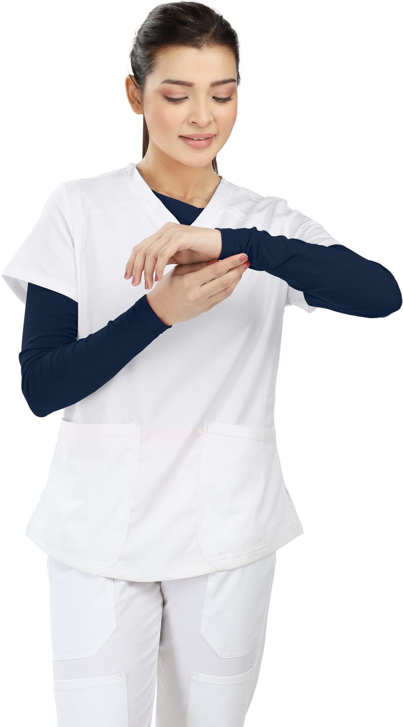 NY Threads Womens Under Scrub Slim Fit Long Sleeve T-Shirt Underscrub Comfort Tee, Small, Navy - Image 4