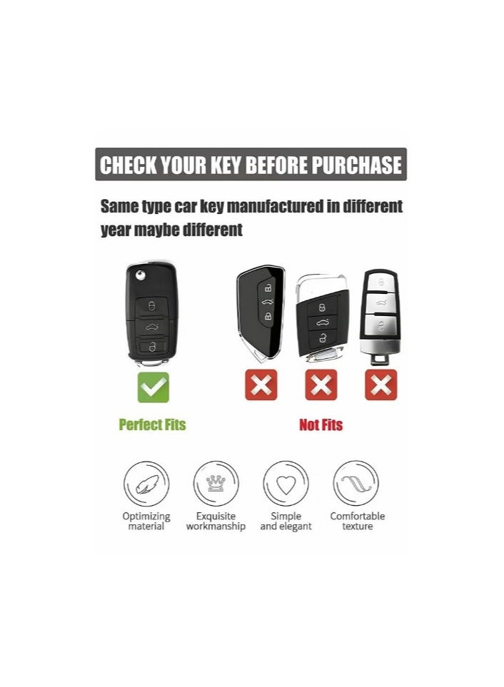 Crystal Car Key Fob Cover Chains for Volkswagen Models, Bling Car Smart Key Fob Keyless Entry Remote for Ladies Women With Contact Information and Hand Rope - Image 3