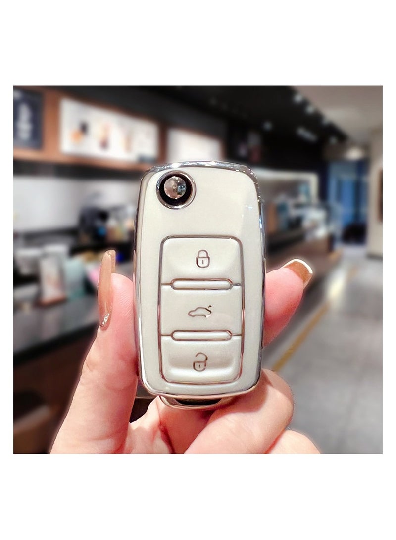 Crystal Car Key Fob Cover Chains for Volkswagen Models, Bling Car Smart Key Fob Keyless Entry Remote for Ladies Women With Contact Information and Hand Rope - Image 2