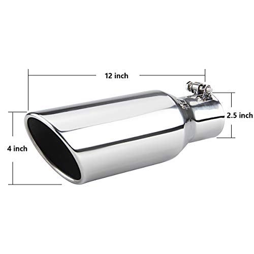 LCGP فوهة العادم LCGP بمدخل 2.5 بوصة، 2.5" × 4" × 12" فوهة عادم مصقولة للشاحنة بتصميم مثبت بالبراغي - Image 2