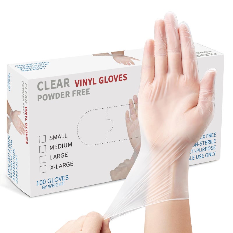 WMQL Clear Vinyl Gloves M Food Safe LatexFree and PowderFree Disposable Gloves for Cooking Food Prep Household Cleaning Medium100 CountsBox - Image 3