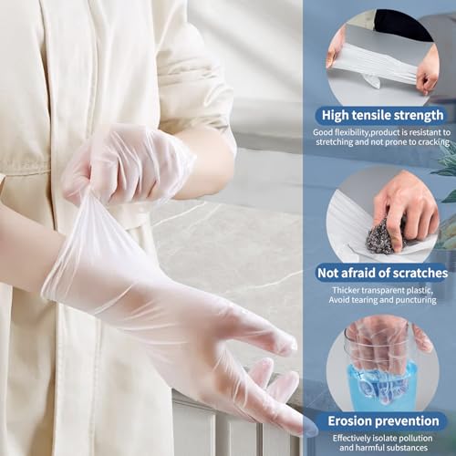 WMQL Clear Vinyl Gloves M Food Safe LatexFree and PowderFree Disposable Gloves for Cooking Food Prep Household Cleaning Medium100 CountsBox - Image 5