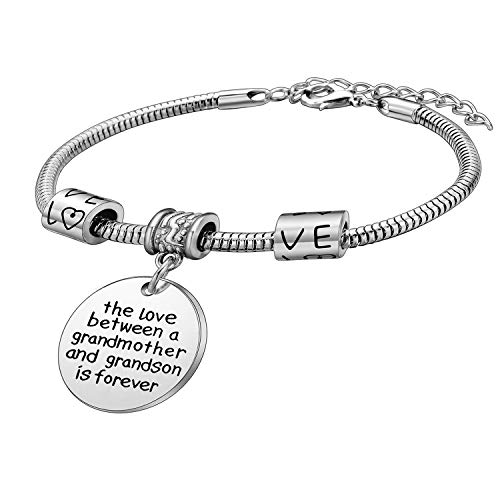 YEEQIN Grandmother Gift Bracelet From Grandson Grandmother Bracelet Grandma Gift Christmas Grandmother and Grandson Love Forever Charm Bracelet - Image 5