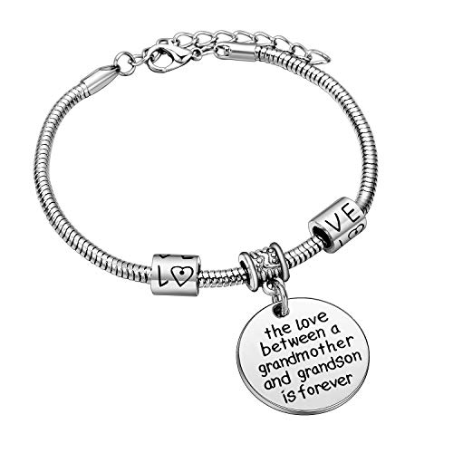 YEEQIN Grandmother Gift Bracelet From Grandson Grandmother Bracelet Grandma Gift Christmas Grandmother and Grandson Love Forever Charm Bracelet - Image 4