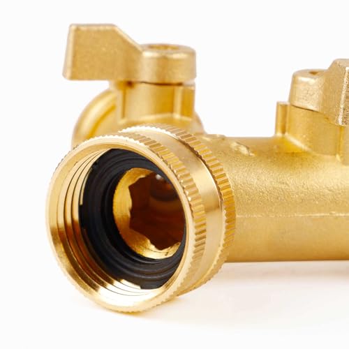 Triumpeek Brass Garden Hose Splitter, 3/4 Inch 2-Way Y Brass Hose Connector with O-ring Washers & Tape - Image 4