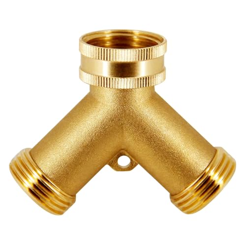 Triumpeek Brass Garden Hose Splitter, 3/4 Inch 2-Way Y Brass Hose Connector with O-ring Washers & Tape - Image 5