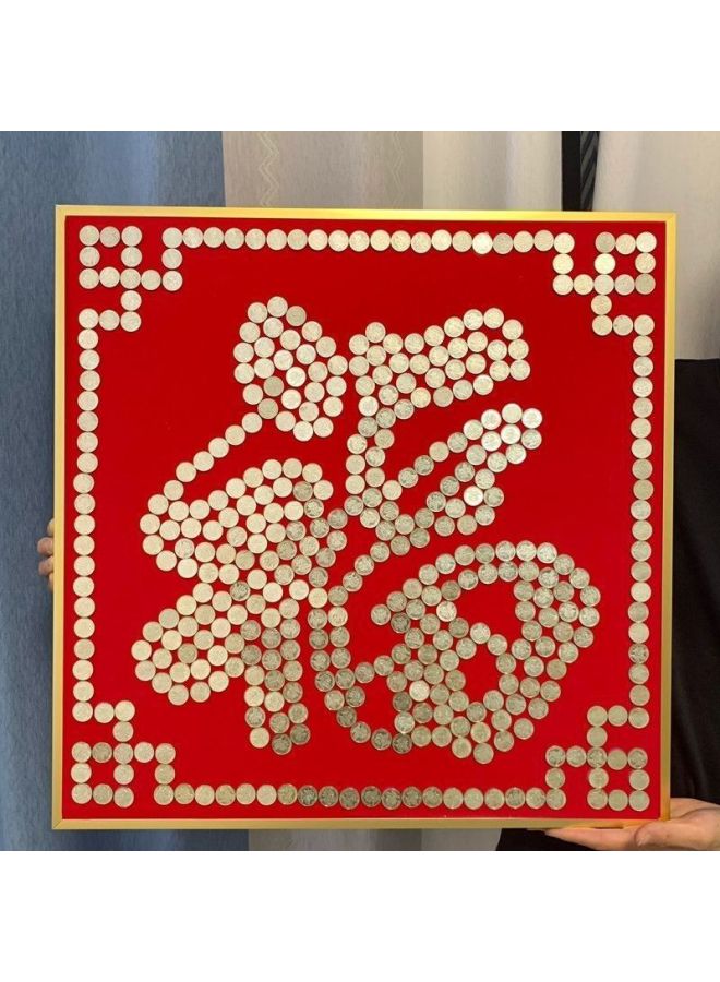 Best Friend Wedding Gift Coin Photo Frame Template Diy Handmade Gift Flocking Cloth 5 50 Cents Mao Xi Zi Xi Zi-Color:Aluminum Alloy Golden Fangfu 60-60 Requires 437 Wedding Coins - Complete Set Of Photo Frames * Dispensing Glue * Velvet Template - Image 1