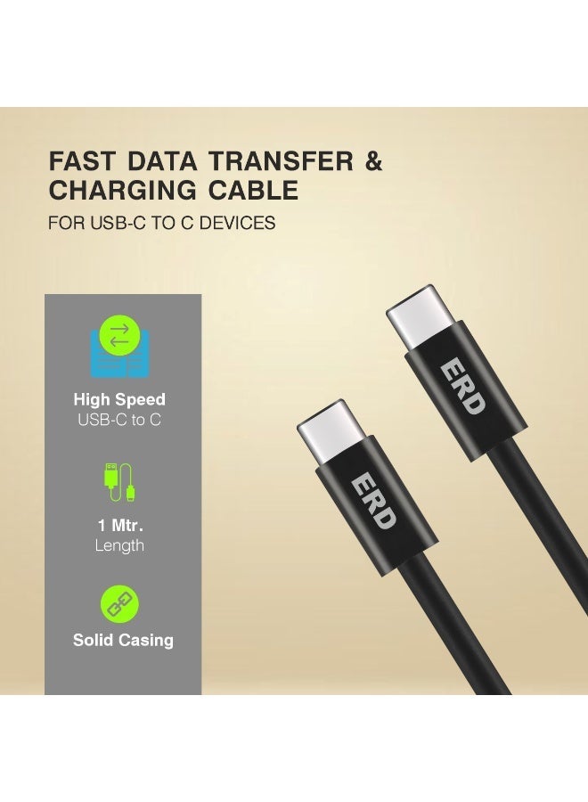 ERD كابل ERD USB-C إلى USB-C، شحن سريع بقوة65 واط ونقل بيانات عالي السرعة | سلك معدني متين وخفيف الوزن بطول متر واحد | عمر افتراضي يصل إلى 15000 انحناءة | للهواتف الذكية والأجهزة اللوحية وغيرها - Image 3