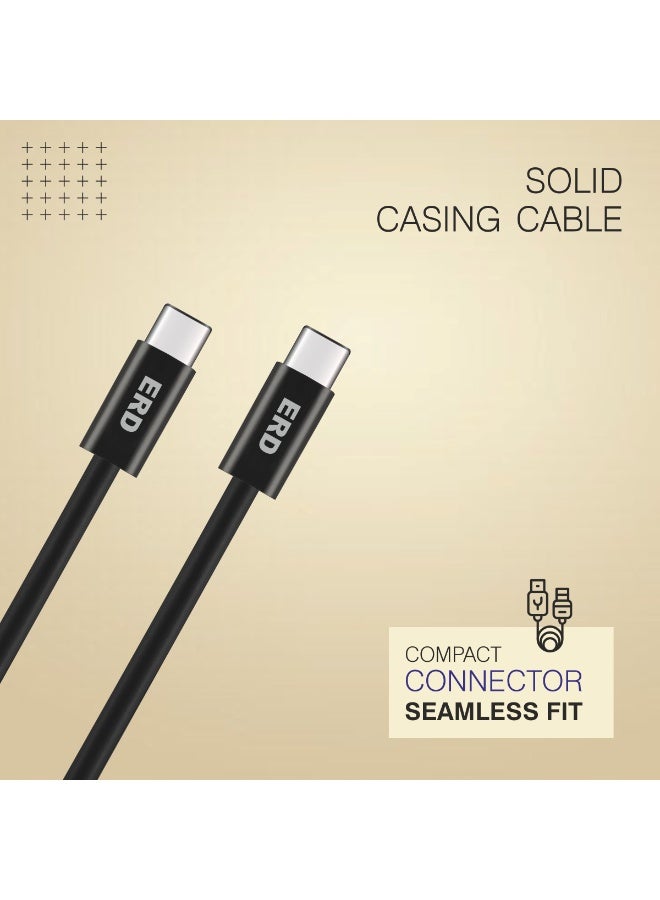 ERD كابل ERD USB-C إلى USB-C، شحن سريع بقوة65 واط ونقل بيانات عالي السرعة | سلك معدني متين وخفيف الوزن بطول متر واحد | عمر افتراضي يصل إلى 15000 انحناءة | للهواتف الذكية والأجهزة اللوحية وغيرها - Image 4