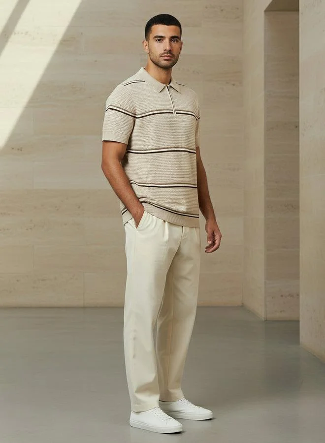ايكونيك Iconic Men Short Sleeve Striped Polo T shirt