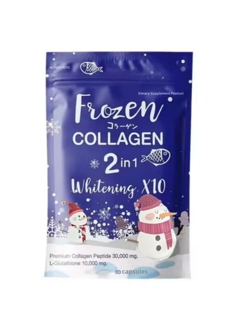 Frozen Collagen 2-in-1 Whitening Supplement – Contains L-Glutathione 10,000 mg and 10× Collagen Peptide 30,000 mg, 60 Capsules