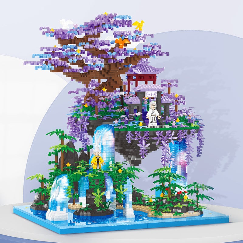 Beiledi 16260-290 Small Particle Building Blocks Assembled Toys Building Peach Blossom Pool Yellow Crane Tower - Image 5