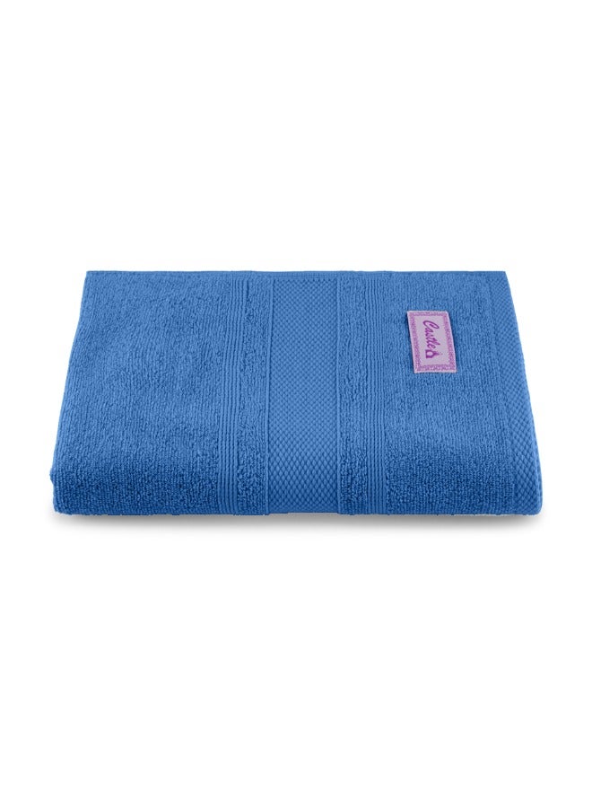 BYFT Home Castle (Blue) Premium Cotton Bath Towel (70 X 140 Cm-Set Of 1) Highly Absorbent, High Quality Bath Linen With Diamond Dobby 550 Gsm - Image 2