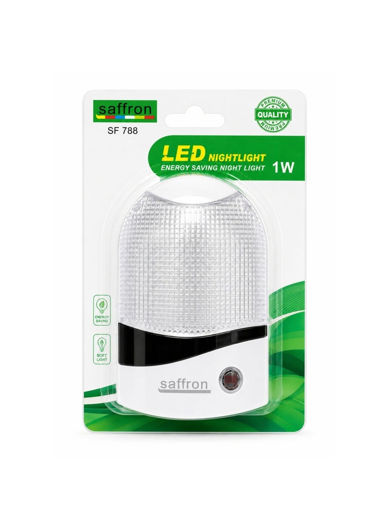 سافرون مصباح ليلي LED طراز SF 788 (قطعتان)، مصباح موفر للطاقة بقدرة 1 واط مزود بمستشعر تلقائي للعمل من الغسق حتى الفجر، إضاءة ناعمة، يوصل مباشرة بالمقبس، مناسب لغرف النوم والممرات والحمامات والاستخدام الداخلي. - Image 3