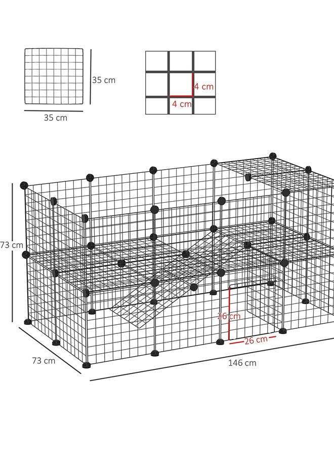 2-Floor Metal Pet Playpen, 36 Grid Panels, Customisable Cage Enclosure for Small Animals, Guinea Pigs Hamster Runs, Rabbit Hutches, Includes Mallet, Indoor Use - Image 4