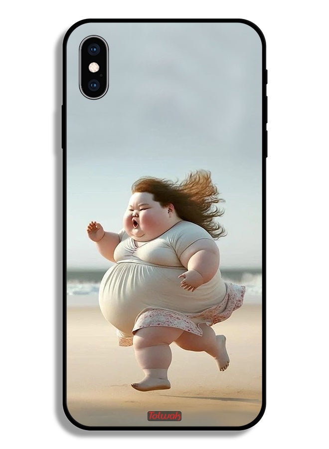 Tolwak Apple iPhone XS Protective Case Fatty Baby Girl Running - Image 2