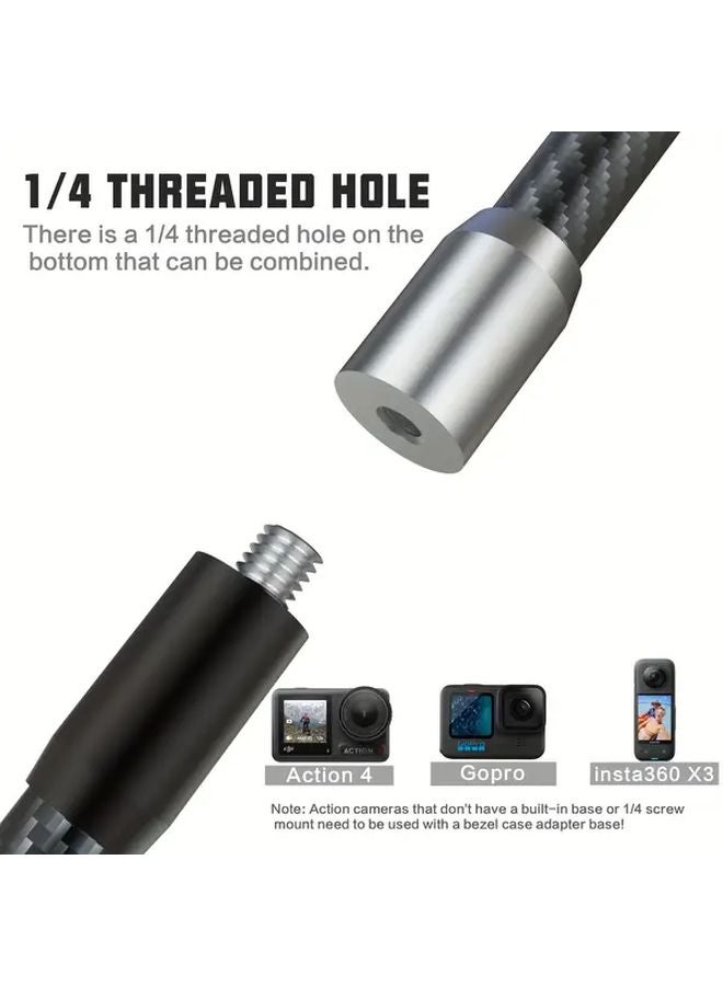 Black Carbon Fiber Camera Mounting Kit for GoPro Insta360 DJI Adjustable Extension Rod - Image 5
