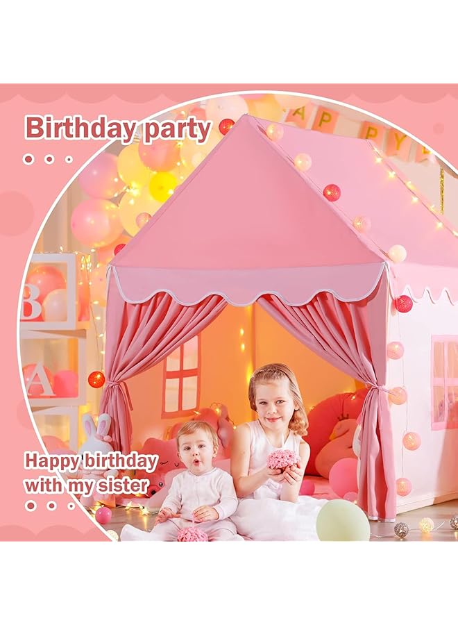 لاكي خيمة أطفال مع مجموعة مصابيح وأضواء نجوم وخيام لعب للأطفال الصغار وخيام أطفال وبيت لعب داخلي وخيمة أميرة للبنات وبيت ألعاب هدية (وردي) - Image 3