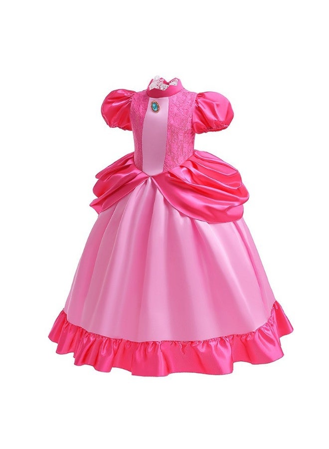 Girls Dress Cosplay Costume for Toddler Kids, Pink Birthday Party Halloween Carnival Stage Outfit - Image 3