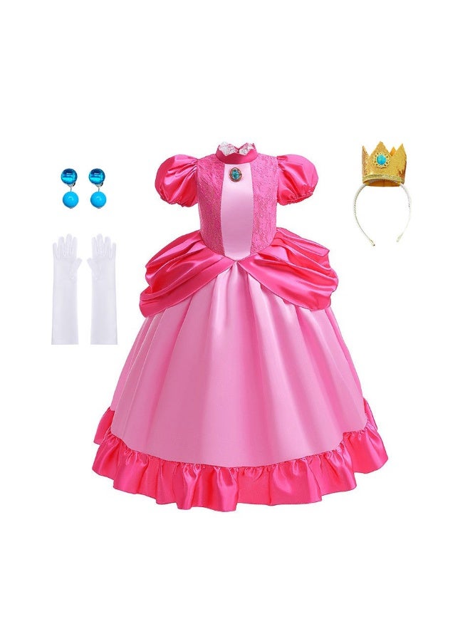 Girls Dress Cosplay Costume for Toddler Kids, Pink Birthday Party Halloween Carnival Stage Outfit - Image 1