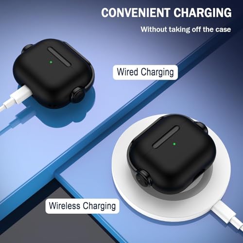 NEWTECHNO Antilost Lid Case Shell for Airpods 4 | Full Protection Case with Lanyard Compatible for Airpods 4 and AirPods 4 with Active Noise Cancellation(ANC) (2024) with carabaner Black - Image 3