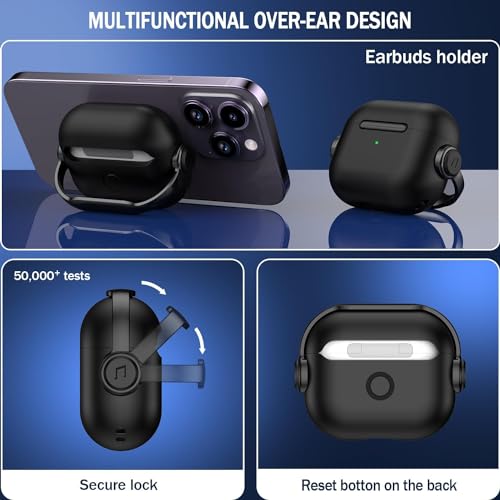 NEWTECHNO Antilost Lid Case Shell for Airpods 4 | Full Protection Case with Lanyard Compatible for Airpods 4 and AirPods 4 with Active Noise Cancellation(ANC) (2024) with carabaner Black - Image 4