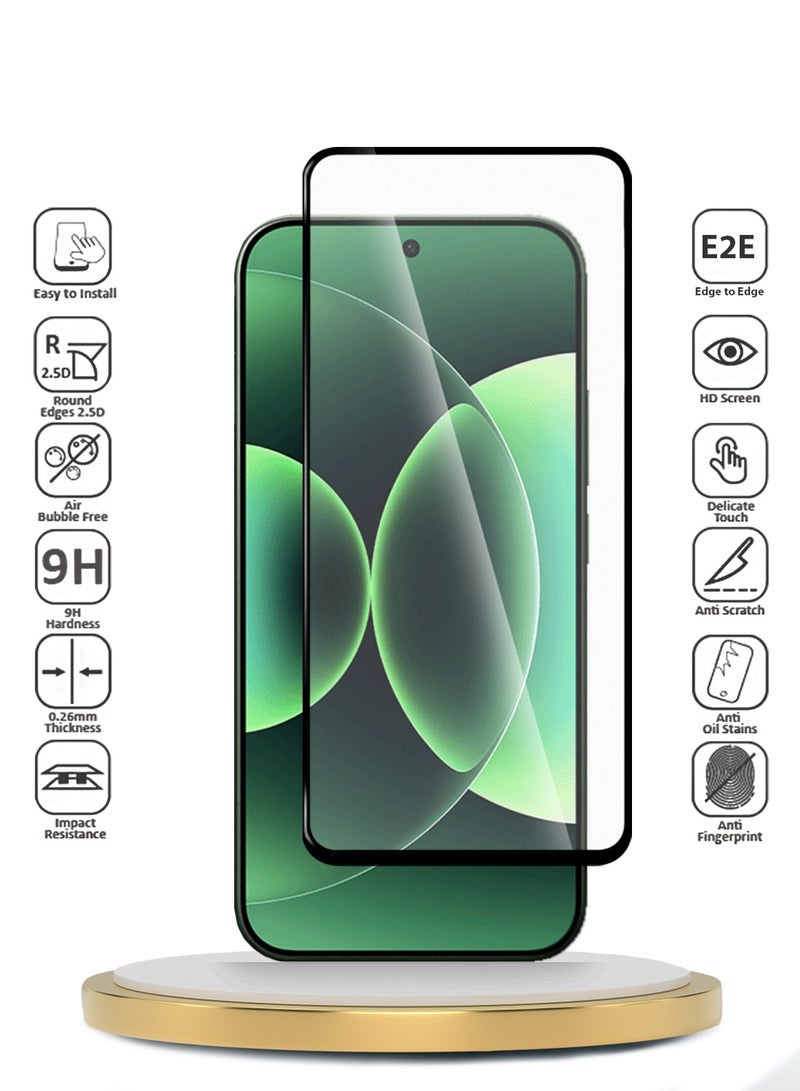 دبليو تيك حامي شاشة زجاجي مقسّى كامل مع غطاء كامل لهاتف Xiaomi 17 Pro Max 5G 2025 سلسلة E2E الفاخرة (MSGECN) - شفاف/أسود - Image 2