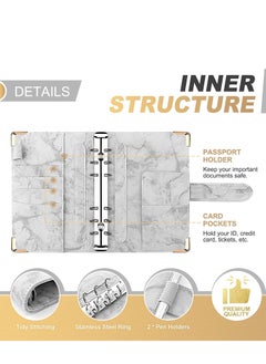 Generic Budget Binder Cash Envelopes for Budgeting Money Organizer for Cash 12Pcs Budget Binder with Cash Envelopes Marble 6-Ring Money Saving Binder(Marble-Grey)  - Image 3