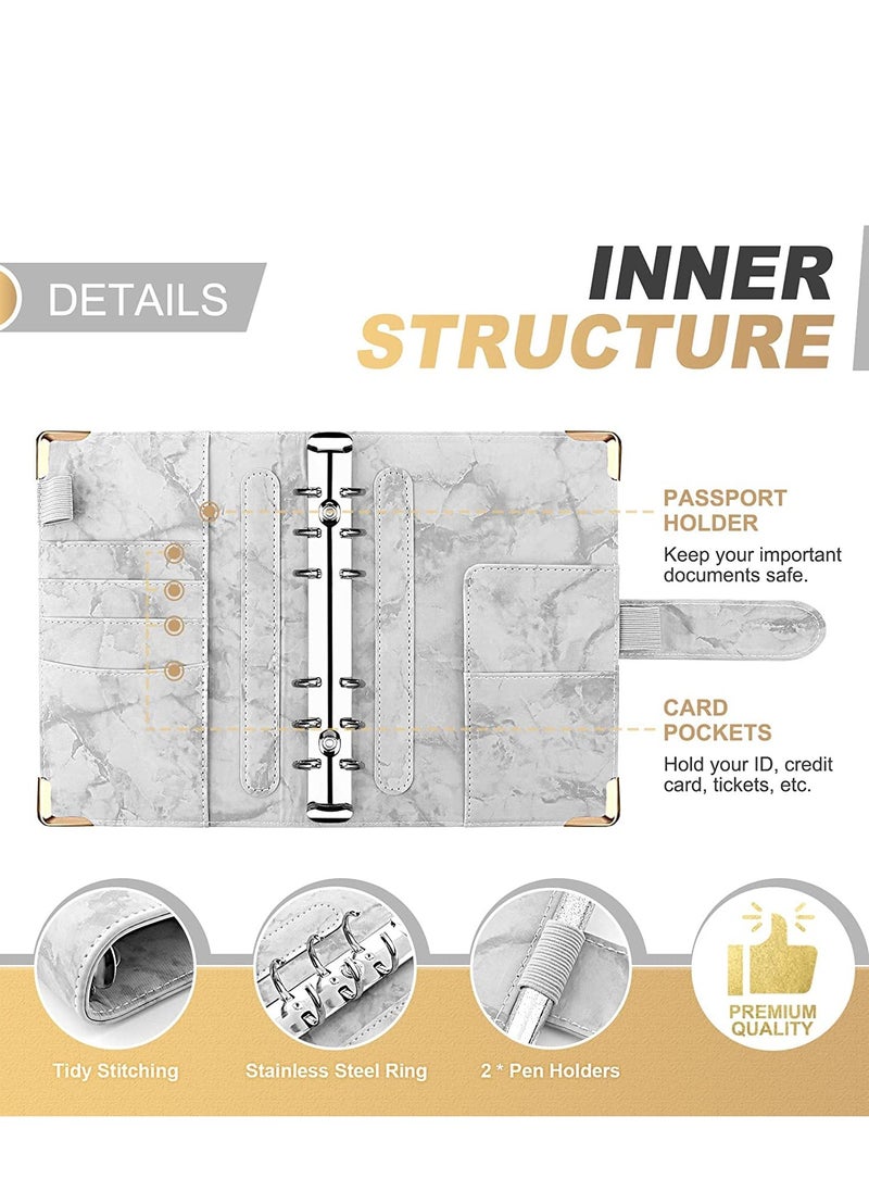 Generic Budget Binder Cash Envelopes for Budgeting Money Organizer for Cash 12Pcs Budget Binder with Cash Envelopes Marble 6-Ring Money Saving Binder(Marble-Grey)  - Image 3