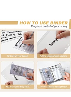 Generic Budget Binder Cash Envelopes for Budgeting Money Organizer for Cash 12Pcs Budget Binder with Cash Envelopes Marble 6-Ring Money Saving Binder(Marble-Grey)  - Image 5