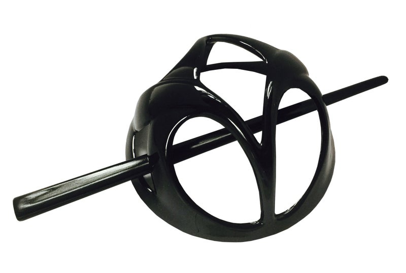 Parcelona Parcelona French Cut out Black Slide Pin Thru Chignon Hair Updo Bun Cover Cap with Stick 