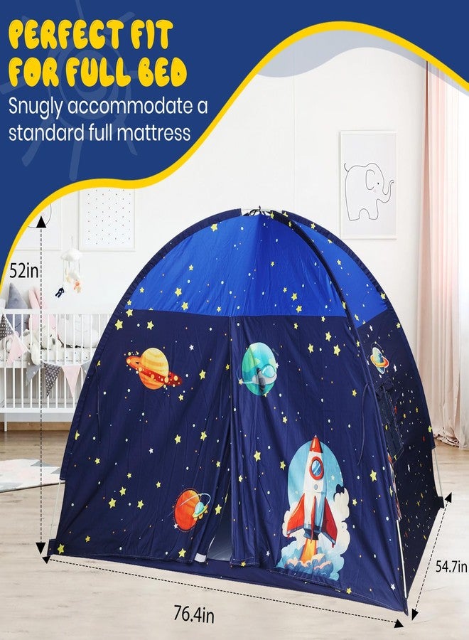 Redants Full Bed Tent Canopy, Space Indoor Blackout Privacy Toddler Bed Tent for Kids with Light, Portable Sleeping Floor Kids Playhouse (Blue, Full Size) - Image 2