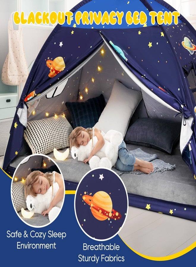 Redants Full Bed Tent Canopy, Space Indoor Blackout Privacy Toddler Bed Tent for Kids with Light, Portable Sleeping Floor Kids Playhouse (Blue, Full Size) - Image 5
