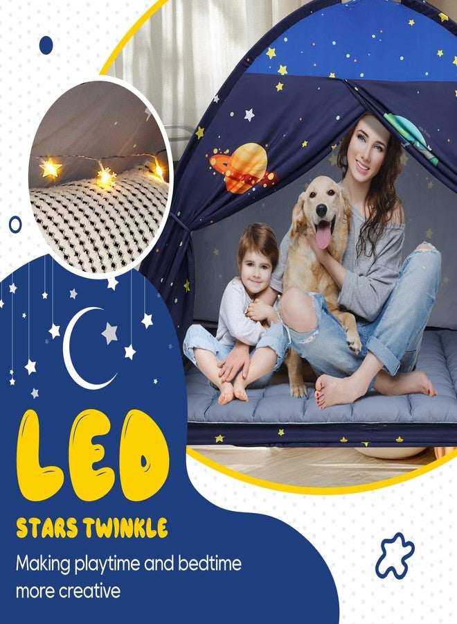 Redants Full Bed Tent Canopy, Space Indoor Blackout Privacy Toddler Bed Tent for Kids with Light, Portable Sleeping Floor Kids Playhouse (Blue, Full Size) - Image 3