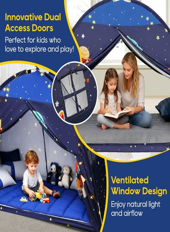 Redants Full Bed Tent Canopy, Space Indoor Blackout Privacy Toddler Bed Tent for Kids with Light, Portable Sleeping Floor Kids Playhouse (Blue, Full Size) - Image 4