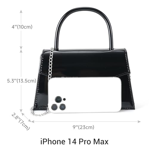 Milisente Women's Evening Bag Bridal Party Clutch Purses Cocktail Prom Handbags with Patent Leather(Black) - Image 3