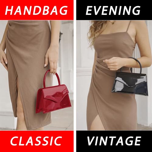 Milisente Women's Evening Bag Bridal Party Clutch Purses Cocktail Prom Handbags with Patent Leather(Black) - Image 2