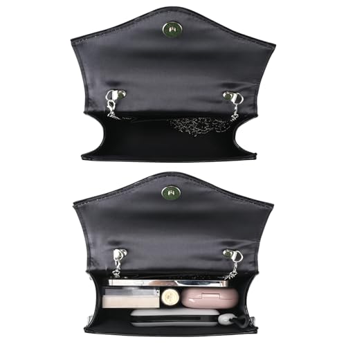 Milisente Women's Evening Bag Bridal Party Clutch Purses Cocktail Prom Handbags with Patent Leather(Black) - Image 5