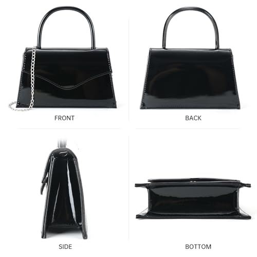 Milisente Women's Evening Bag Bridal Party Clutch Purses Cocktail Prom Handbags with Patent Leather(Black) - Image 4