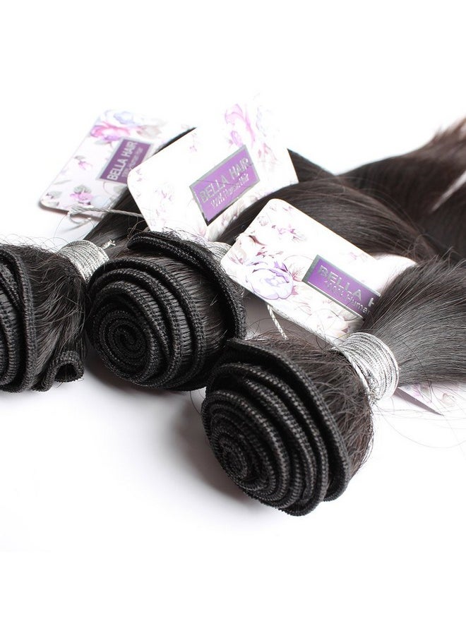 Bella Hair - Bella Hair 100% Virgin Peruvian Silky Straight 3 Bundles 300g Total Human Hair Weave Extensions Natural Black Color (12"12"12") - Image 1