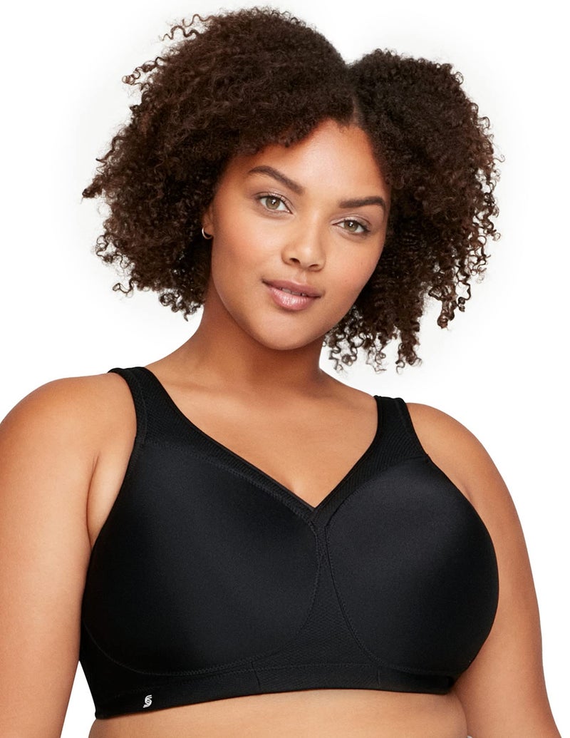 Glamorise Full Figure Plus Size MagicLift Seamless Sports Bra Wirefree #1006 Black - Image 1
