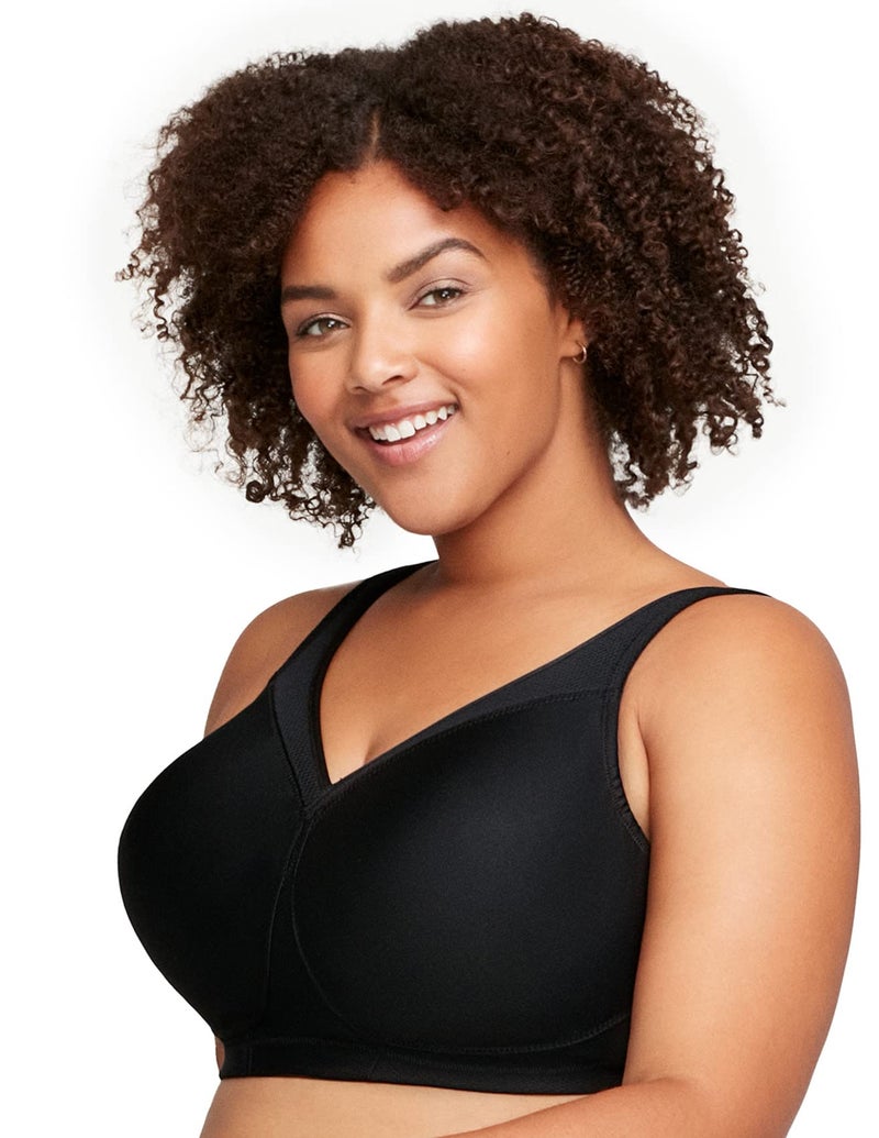 Glamorise Full Figure Plus Size MagicLift Seamless Sports Bra Wirefree #1006 Black - Image 3