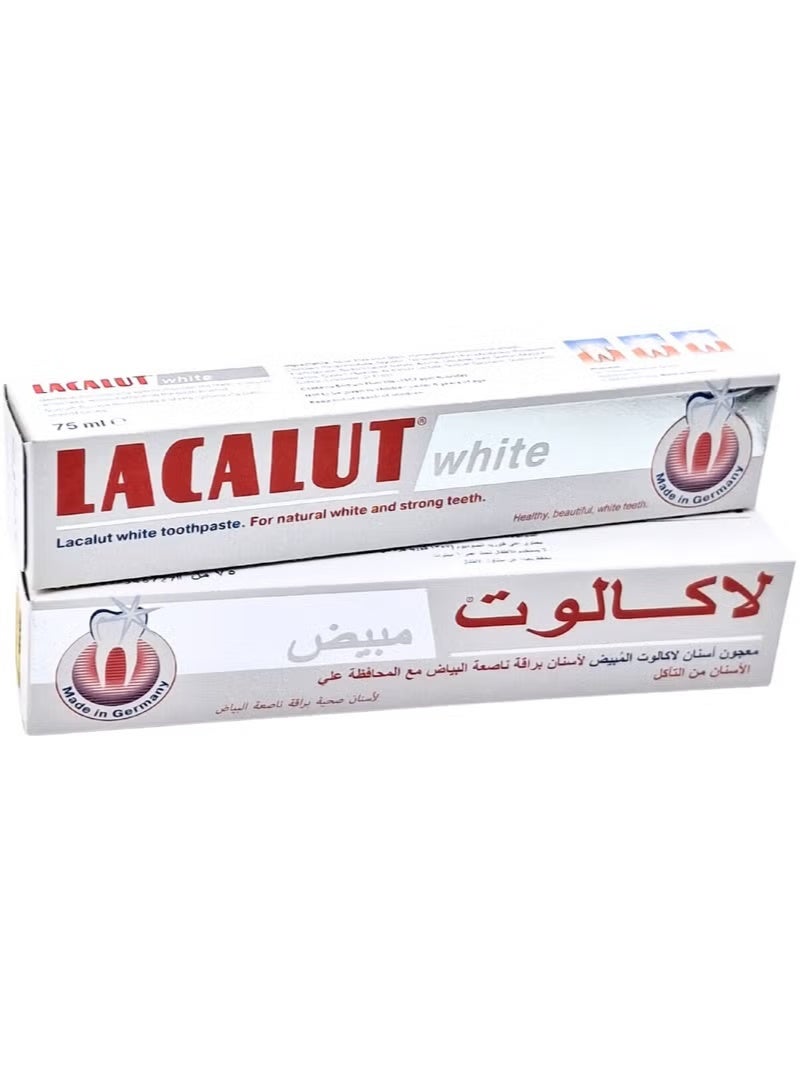 White Whitening Toothpaste 75ml – Advanced Stain Removal & Fresh Breath Oral Care for Bright White Teeth and Daily Dental Protection