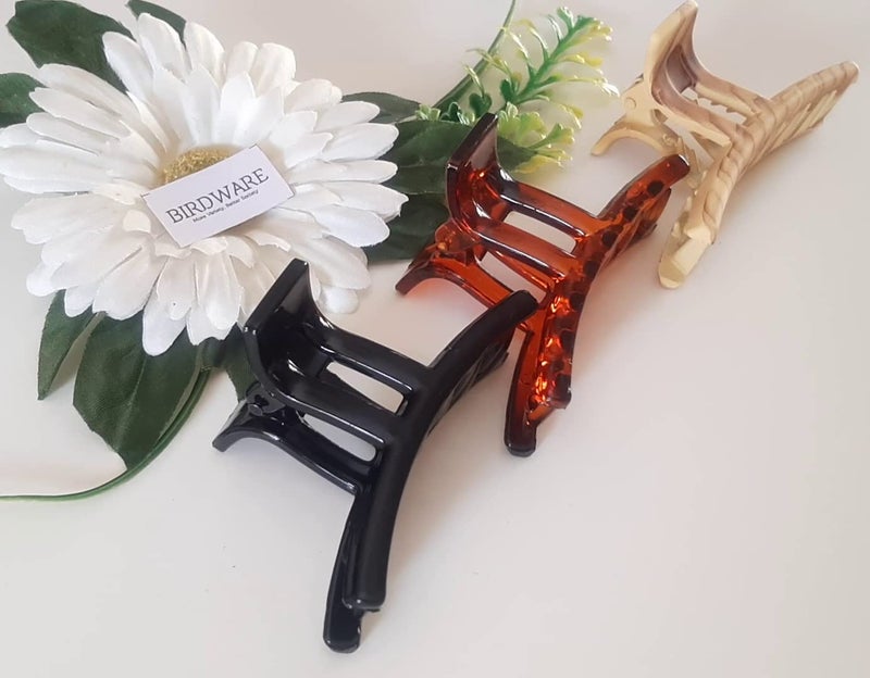 BIRDWARE Imported Acrylic Stone Butterfly Big Size Hair Clips for Women (T-Black, Shell, Wood) - Image 3