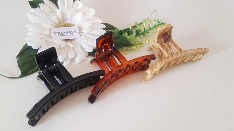BIRDWARE Imported Acrylic Stone Butterfly Big Size Hair Clips for Women (T-Black, Shell, Wood) - Image 4