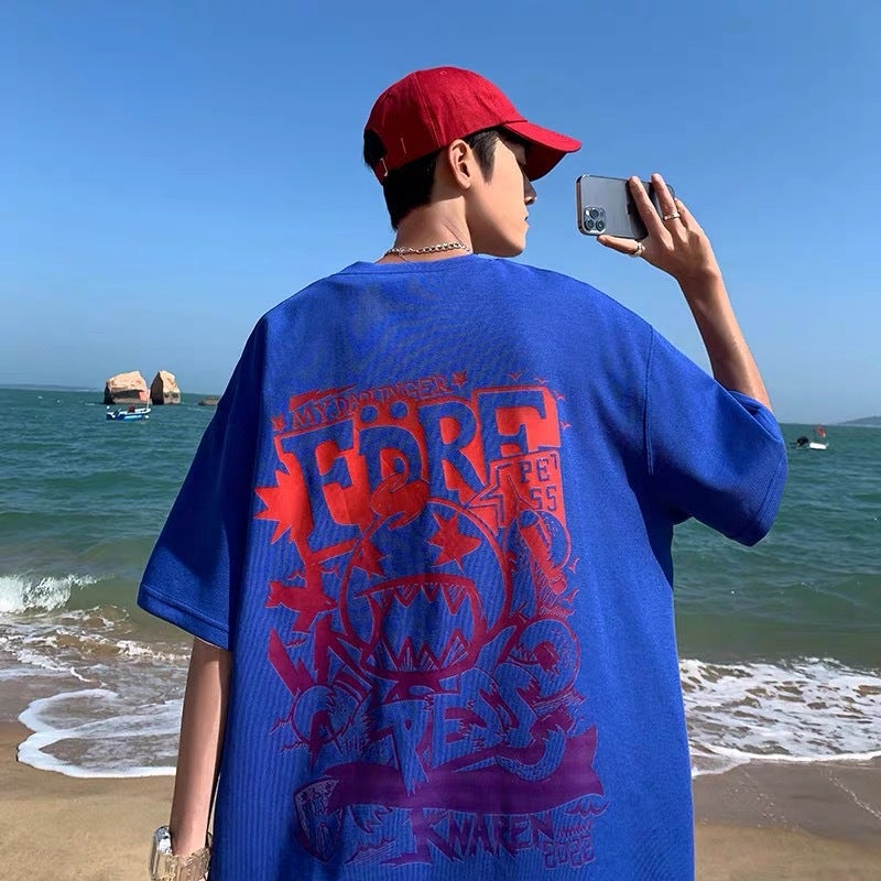 Hip-Hop T-Shirt Men's Trendy Brand Fashionable Ins Summer Loose plus size Clothes American Street National Fashion oversize Short Sleeve - Image 1