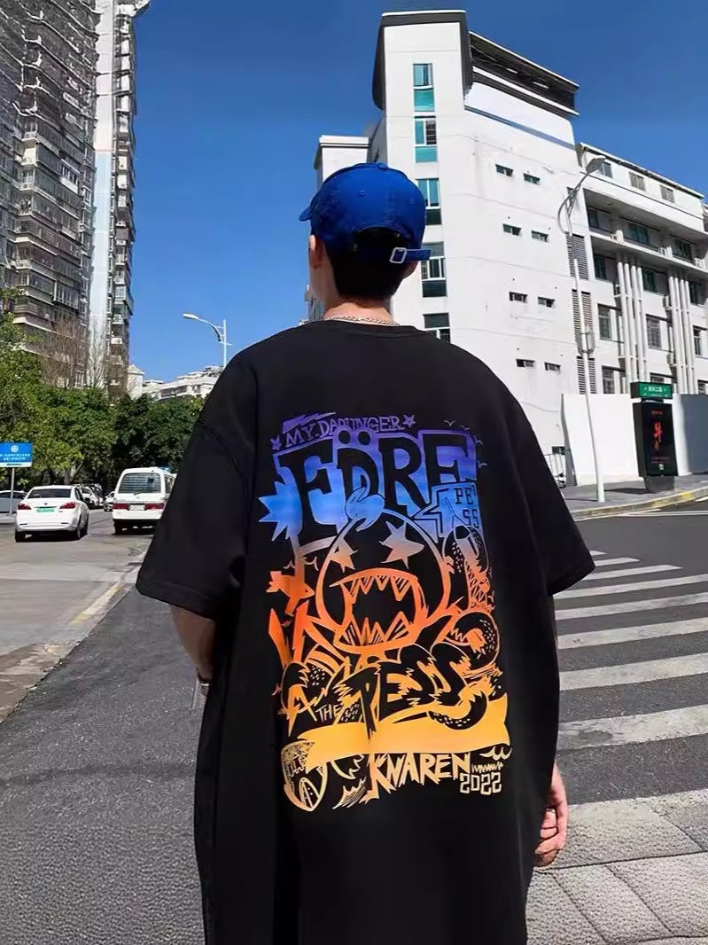 Hip-Hop T-Shirt Men's Trendy Brand Fashionable Ins Summer Loose plus size Clothes American Street National Fashion oversize Short Sleeve - Image 4