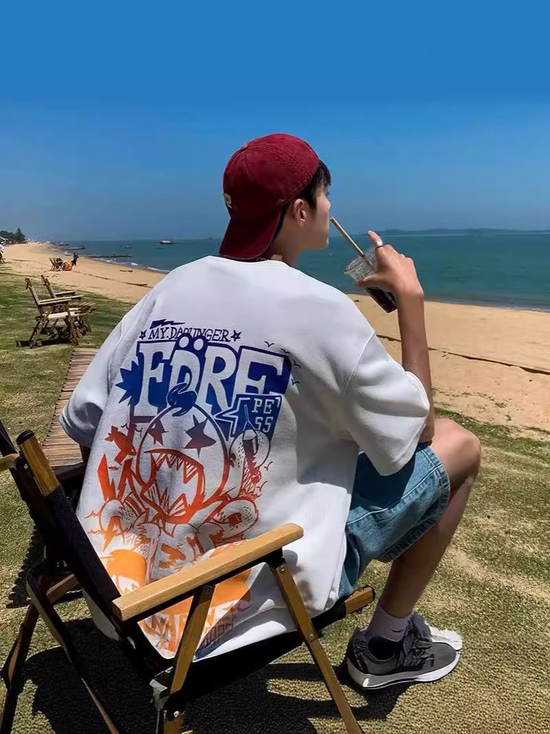 Hip-Hop T-Shirt Men's Trendy Brand Fashionable Ins Summer Loose plus size Clothes American Street National Fashion oversize Short Sleeve - Image 2